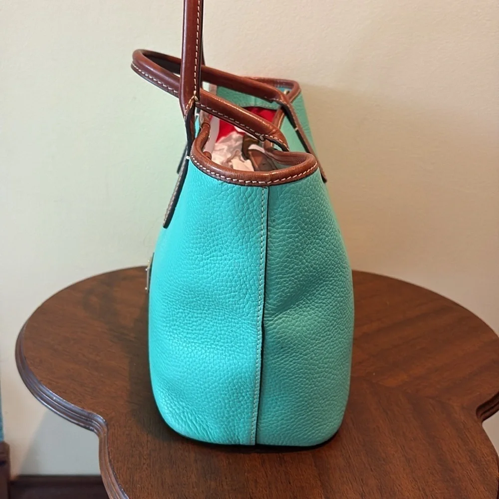 Dooney Bourke Bright mint satchel Crossbody /Shoulder bag Leather/brown trim